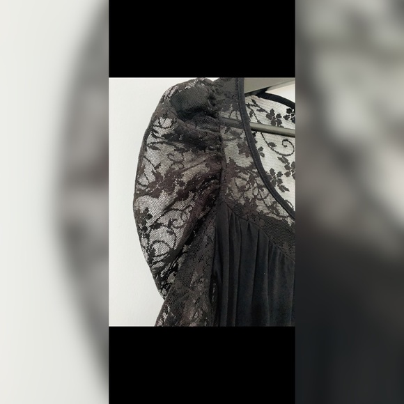 Fashion 80s esque Gothic Black Lace Mini Dress - Picture 5 of 7